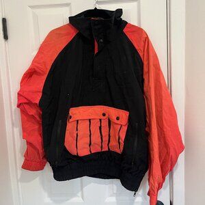 Vintage Windbreaker Nylon 1/4 Zip Pullover, Pink & Black, Men's Small